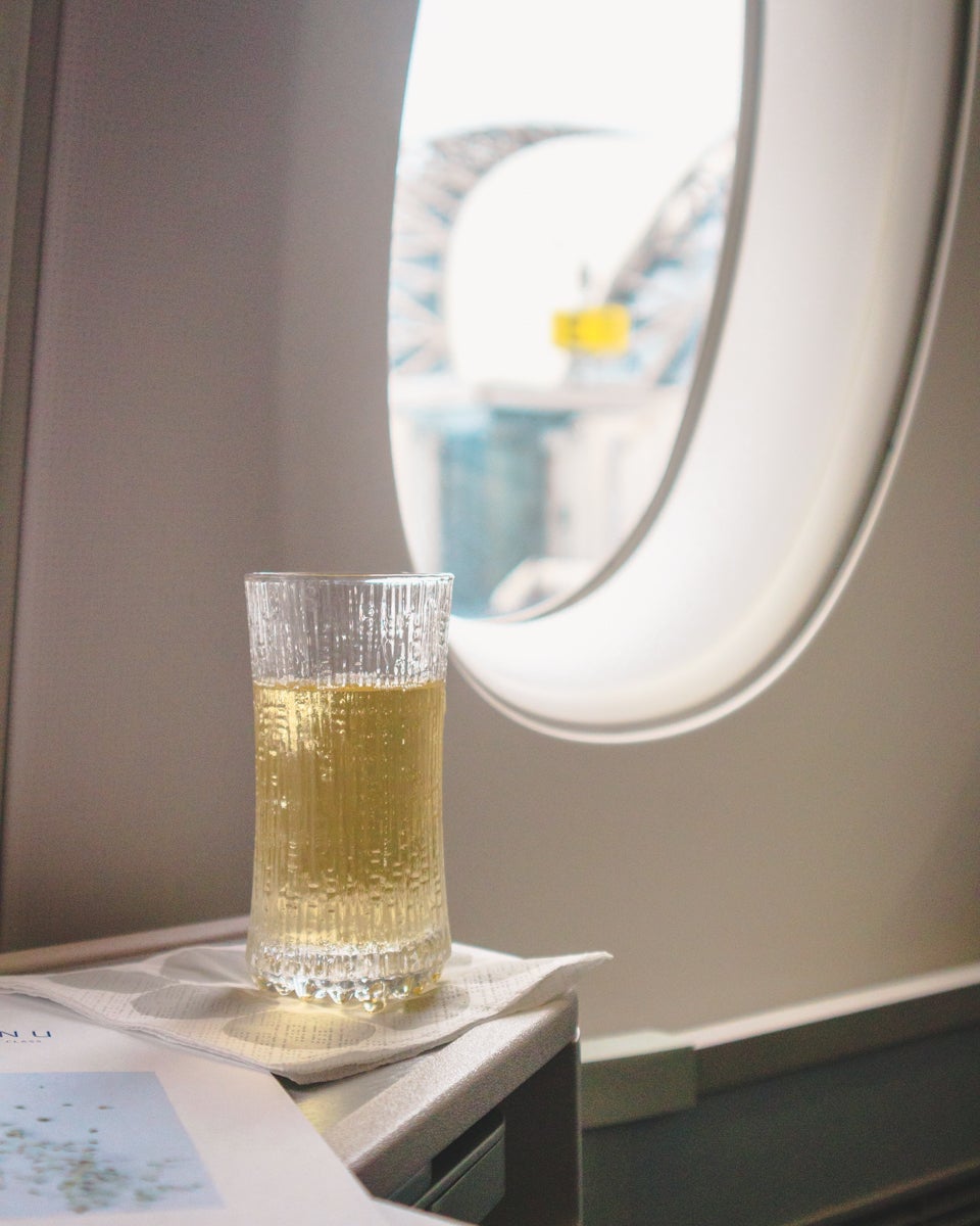 Finnair Airbus A350 Business Class Pre-Departure Champagne