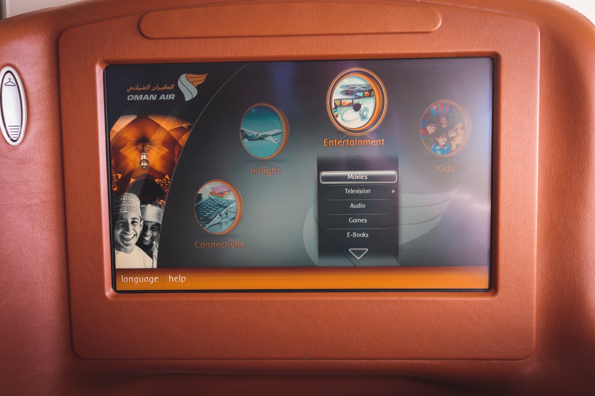 Oman Air Airbus A330 Old Business Class IFE Screen
