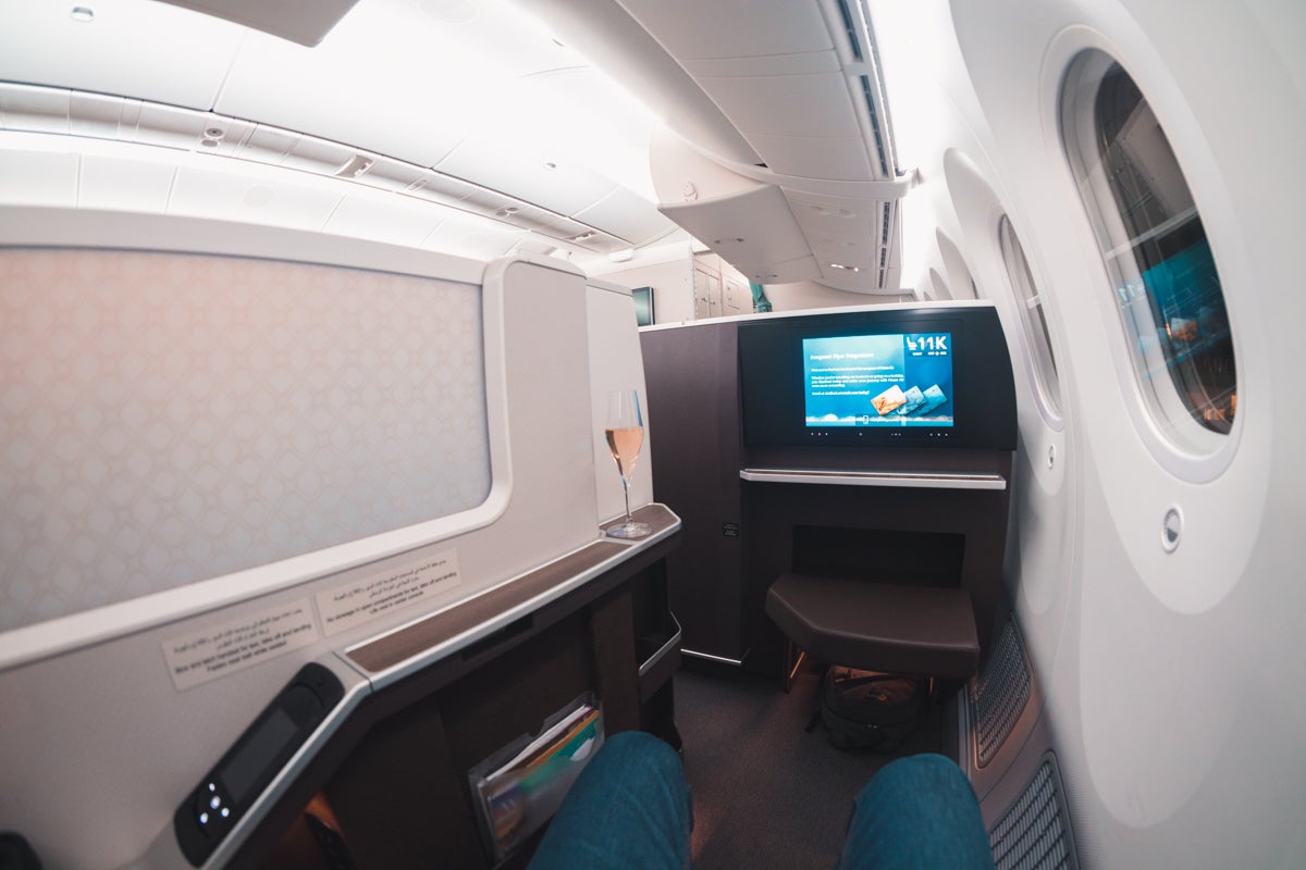 Oman Air Boeing 787-9 Business Class Privacy Screen Up