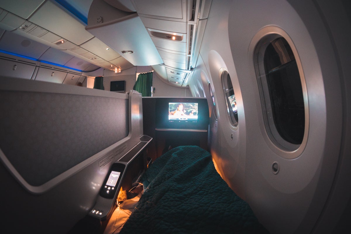 Oman Air Boeing 787-9 Business Class Flat Bed Point of View
