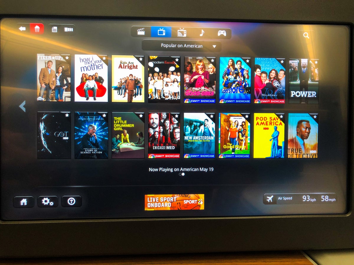 American Airlines 787-9 Flagship Business Class entertainment selection