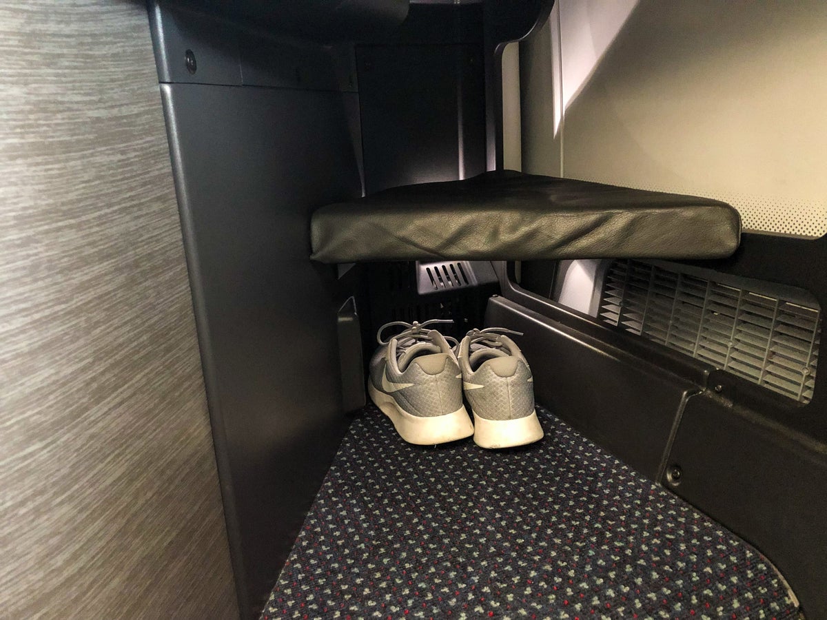 American Airlines 787-9 Flagship Business Class footwell storage