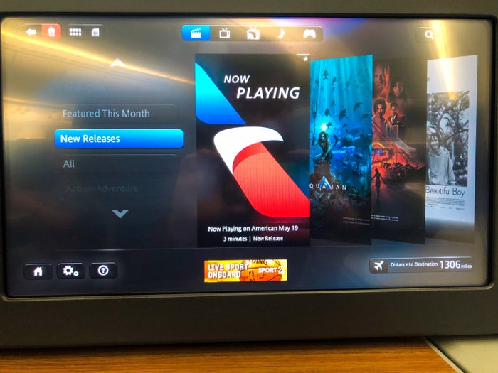 American Airlines 787-9 Flagship Business Class inflight homepage