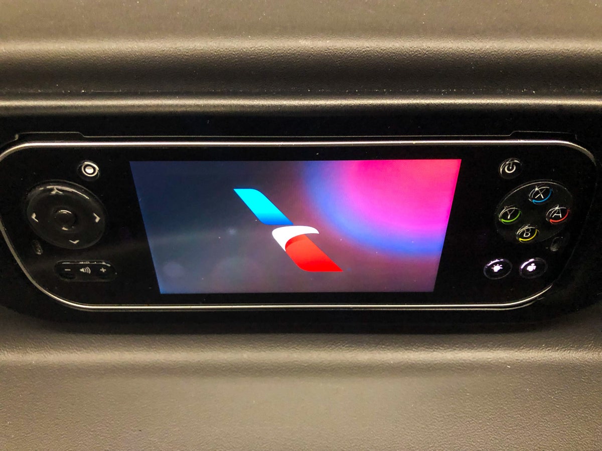 American Airlines 787-9 Flagship Business Class in-flight remote close-up