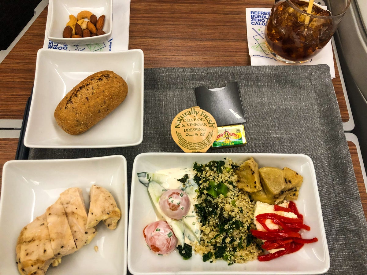 American Airlines 787-9 Flagship Business Class meal