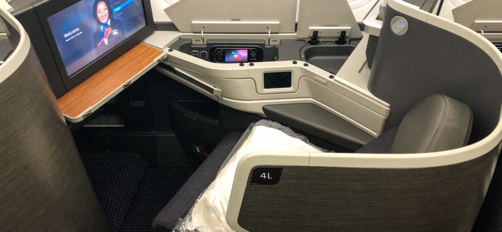 American Airlines 787-9 Flagship Business Class seat 4L rear view