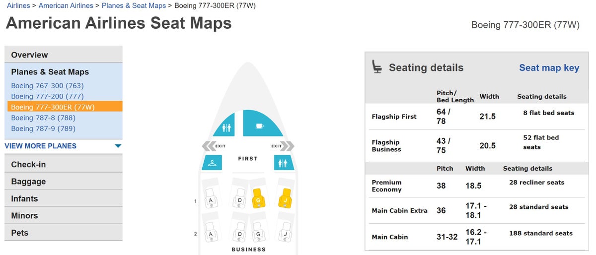 American Airlines DFW HKG Seat Map