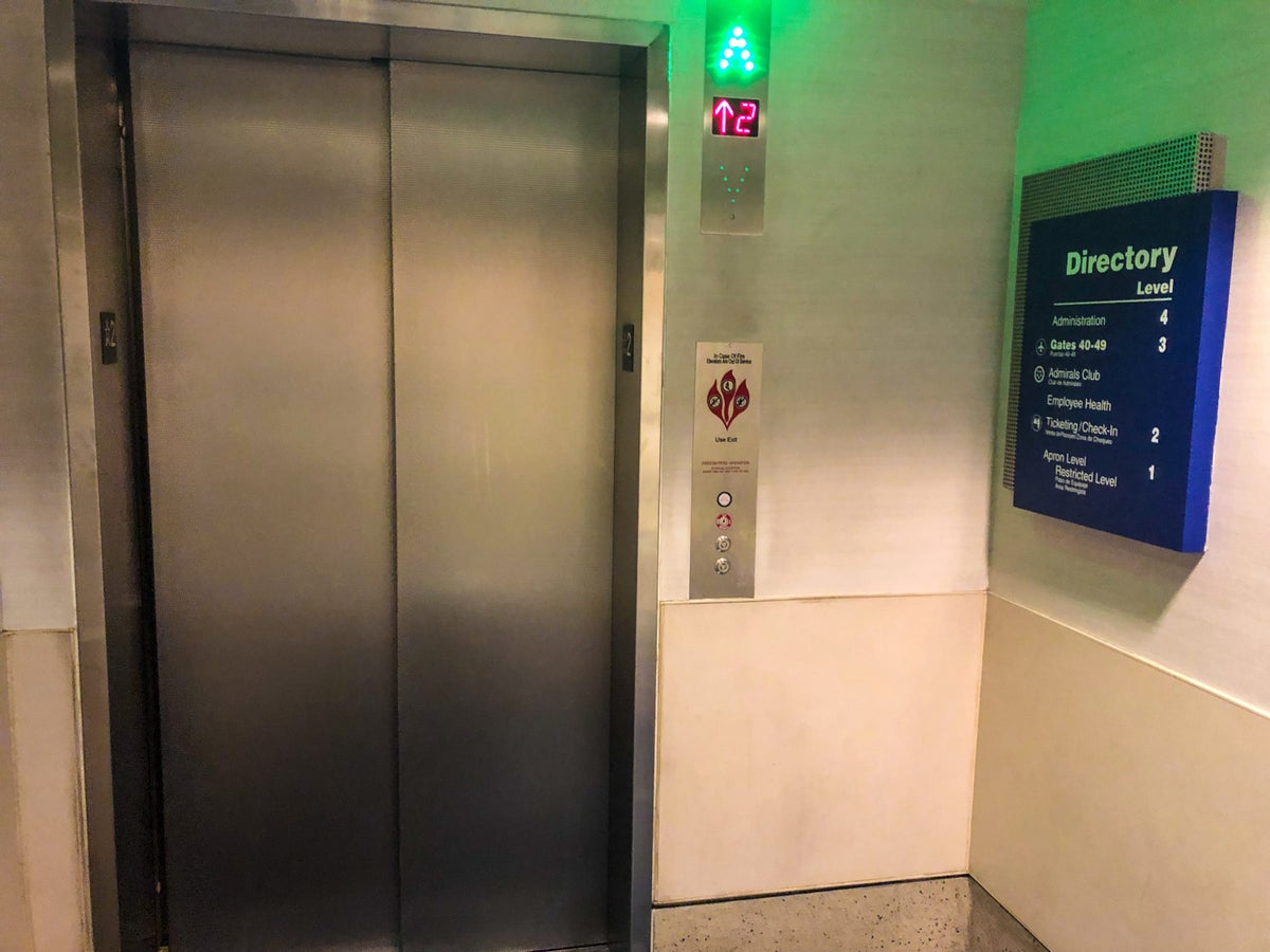 American Airlines Flagship First Check-In LAX elevator to security