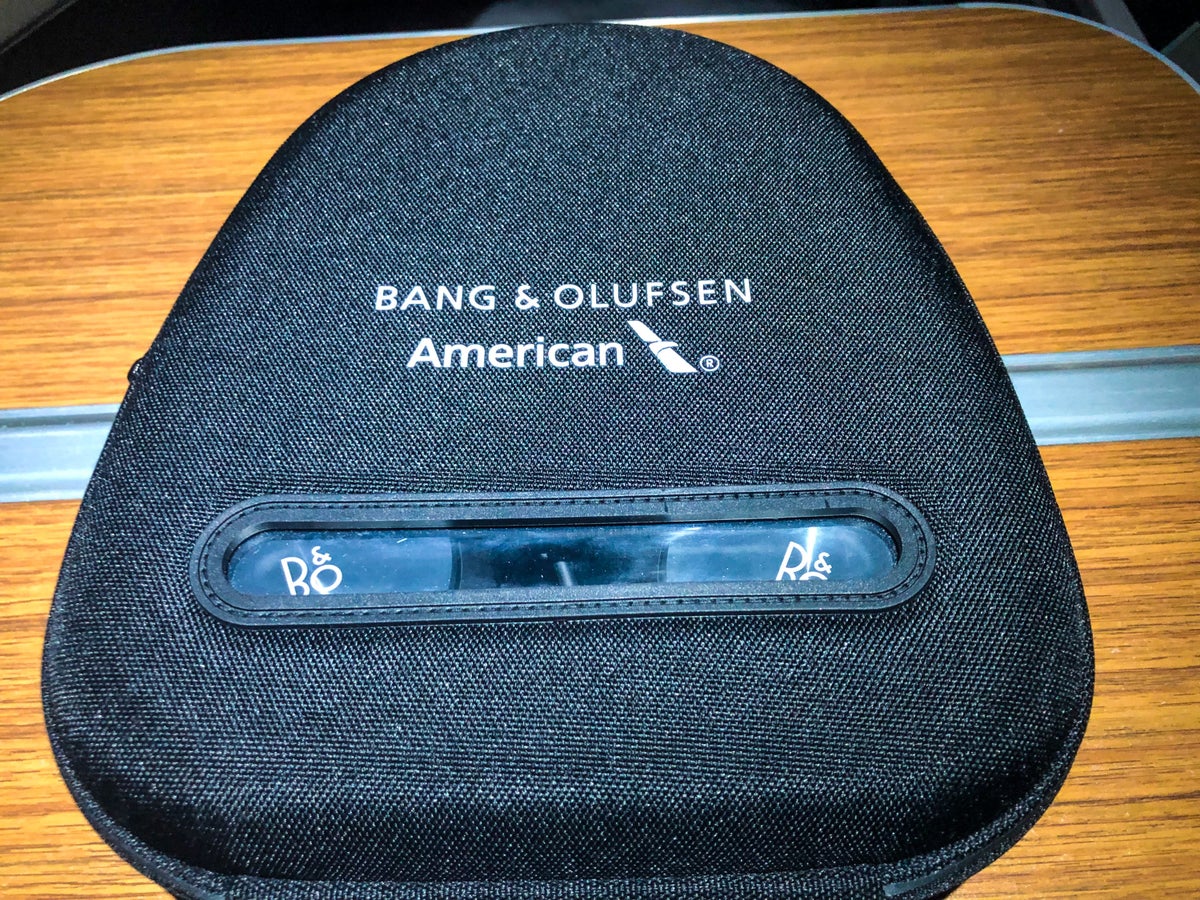 American Airlines Flagship First Class A321T Bang and Olufsen noise cancelling headphone case