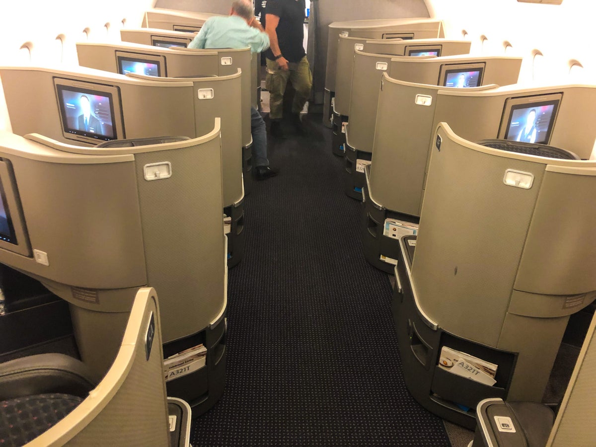 American Airlines Flagship First Class A321T Cabin Rear View