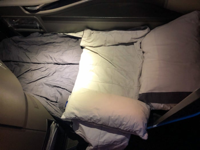 American Airlines Flagship First Class A321T bed made