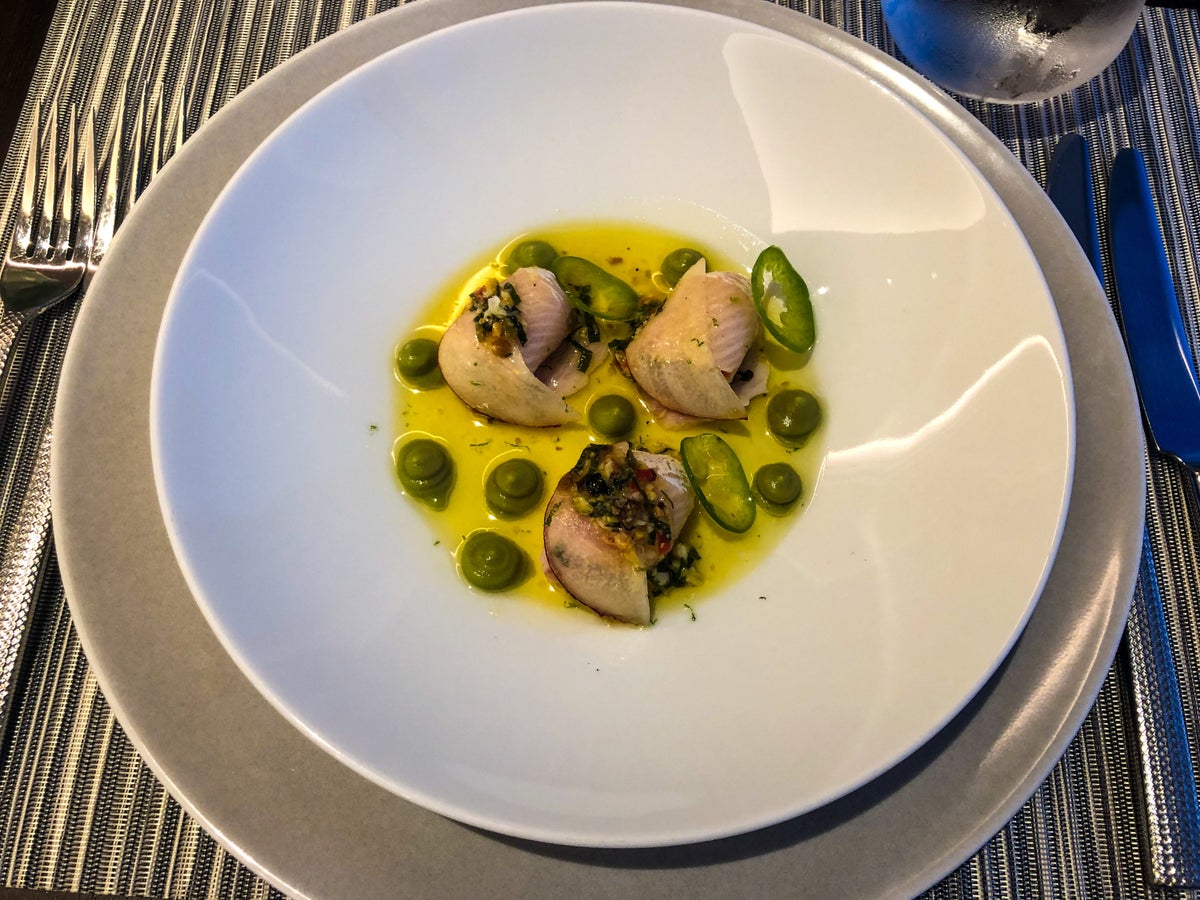 American Airlines Flagship First Dining LAX hamachi crudo