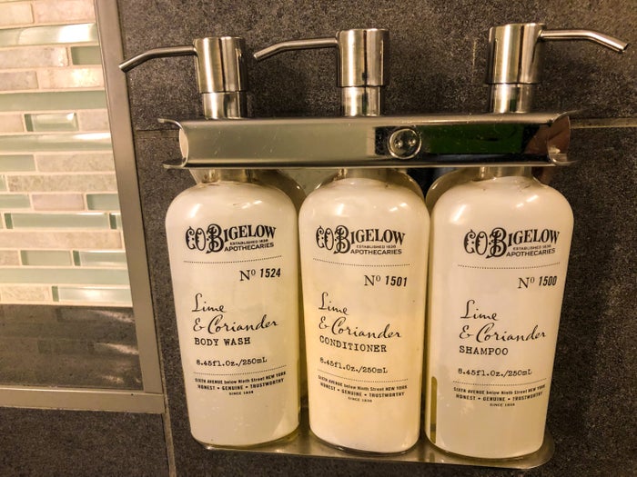 American Airlines Flagship Lounge JFK C.O. Bigelow shower toiletries