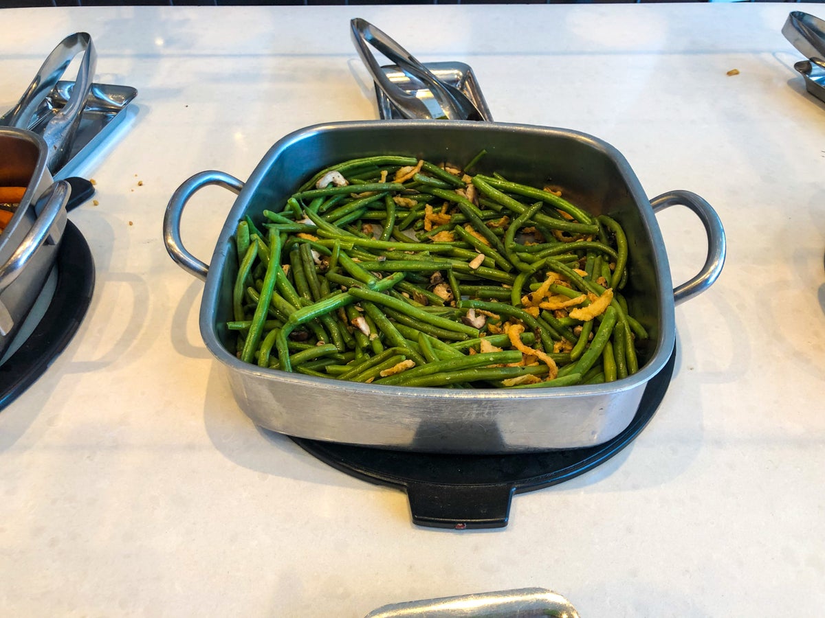 American Airlines Flagship Lounge JFK green bean and shiitake casserole