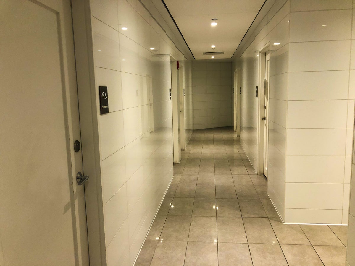 American Airlines Flagship Lounge JFK shower suites hall