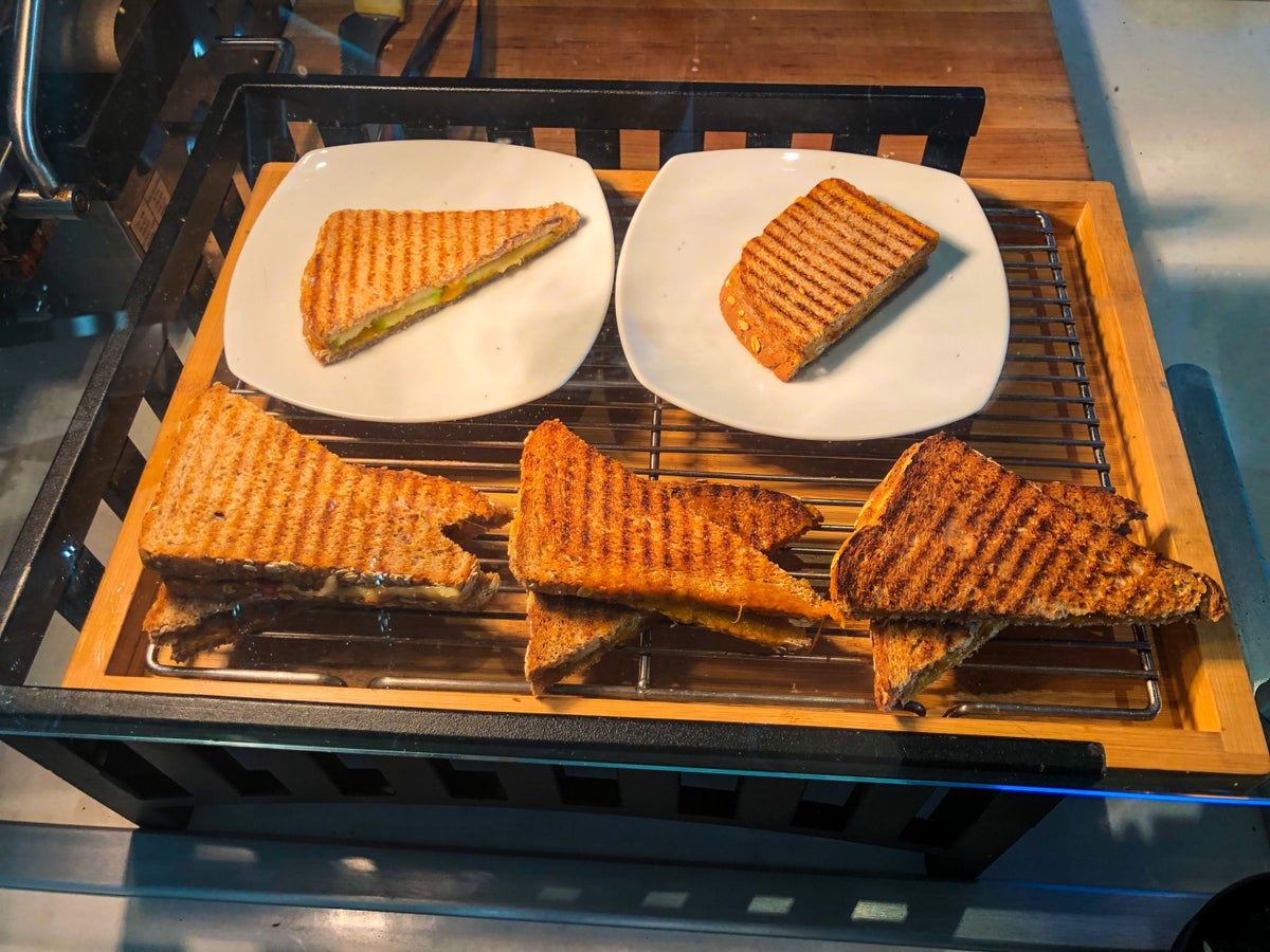 American Airlines Flagship Lounge LAX grilled cheese sandwiches