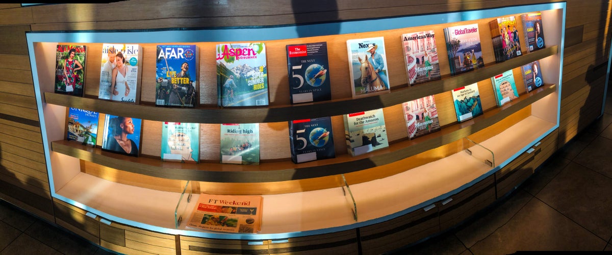 American Airlines Flagship Lounge LAX literature selection