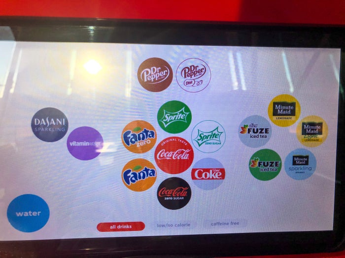 American Airlines Flagship Lounge LAX soft drink machine display