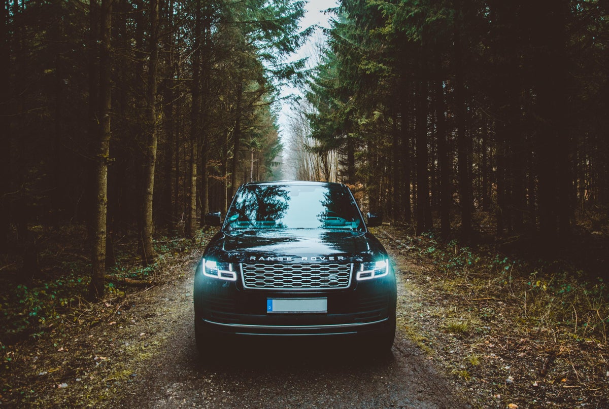 Black Range Rover In A Forest