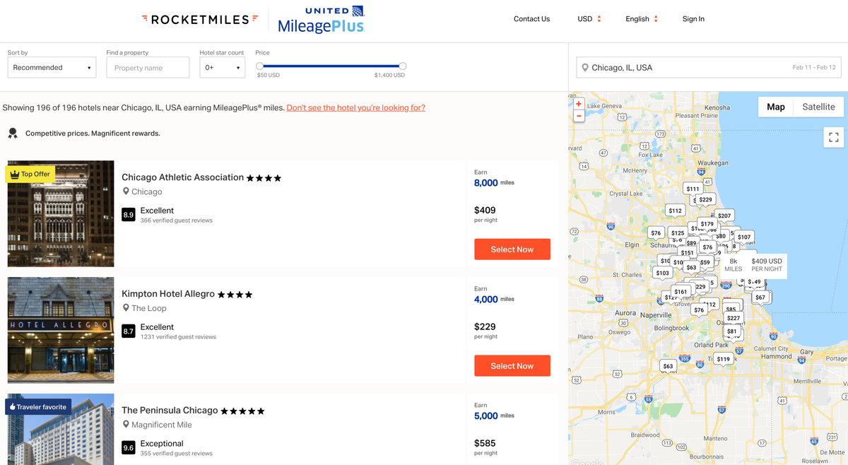 Booking Chicago Hotels On United's Rocketmiles Platform