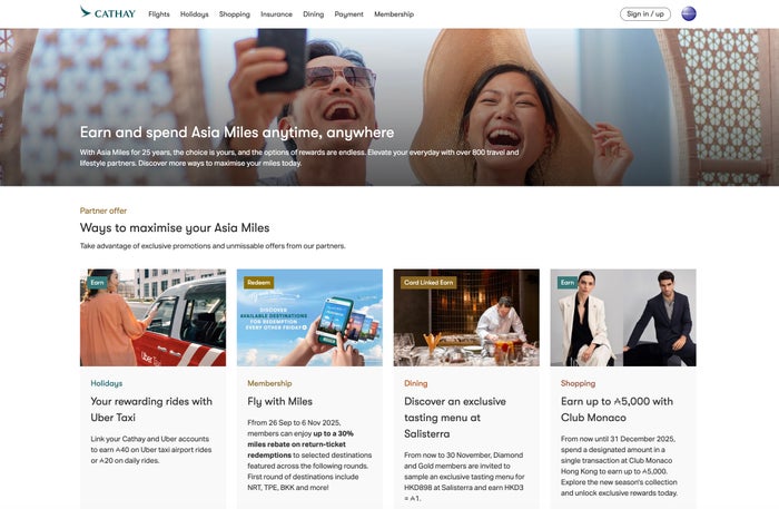 Asia Miles offers Cathay Pacific asia miles offers