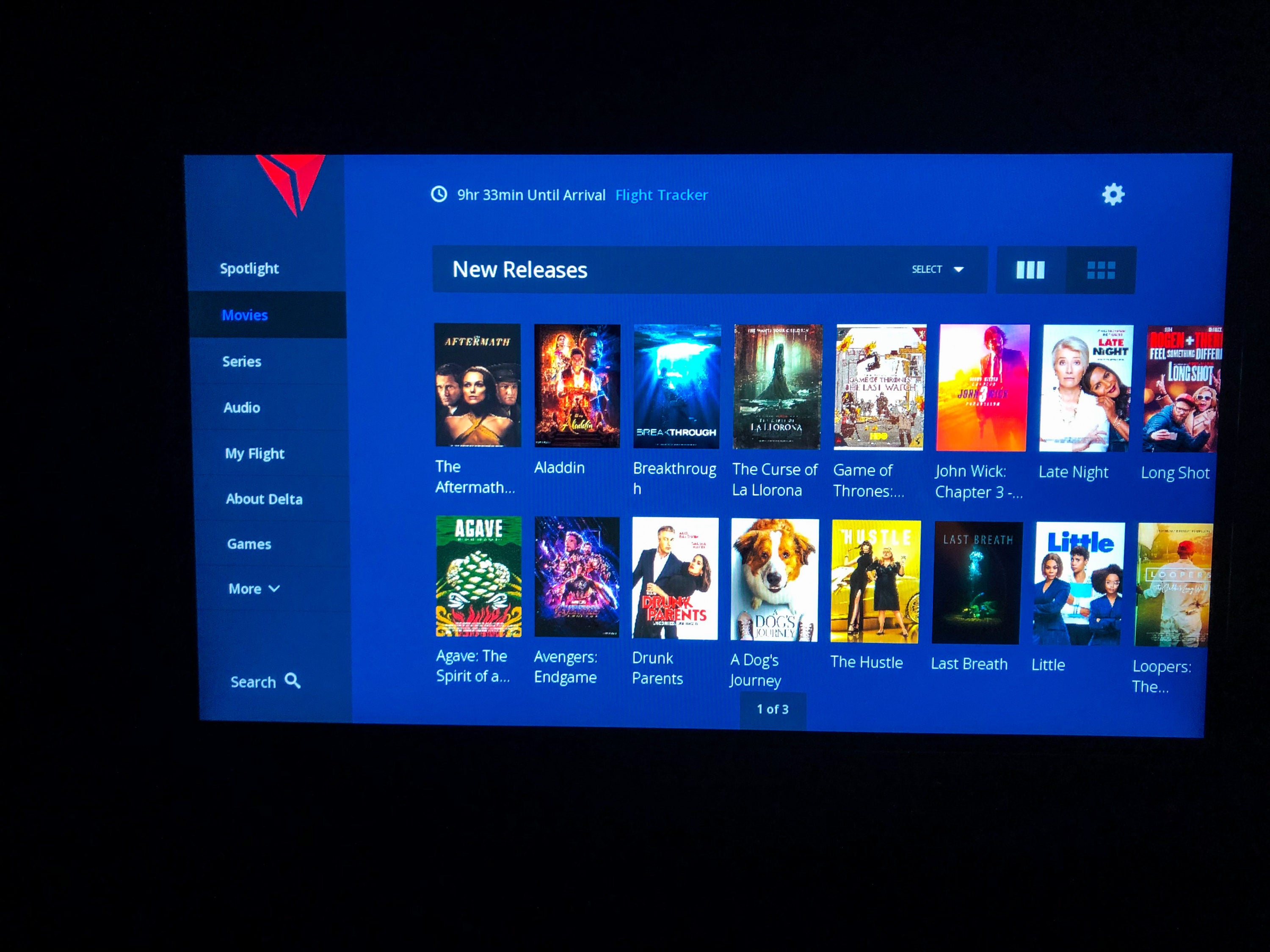 Delta One Suites A350-900 Inflight Entertainment Neuerscheinungen Kachelansicht