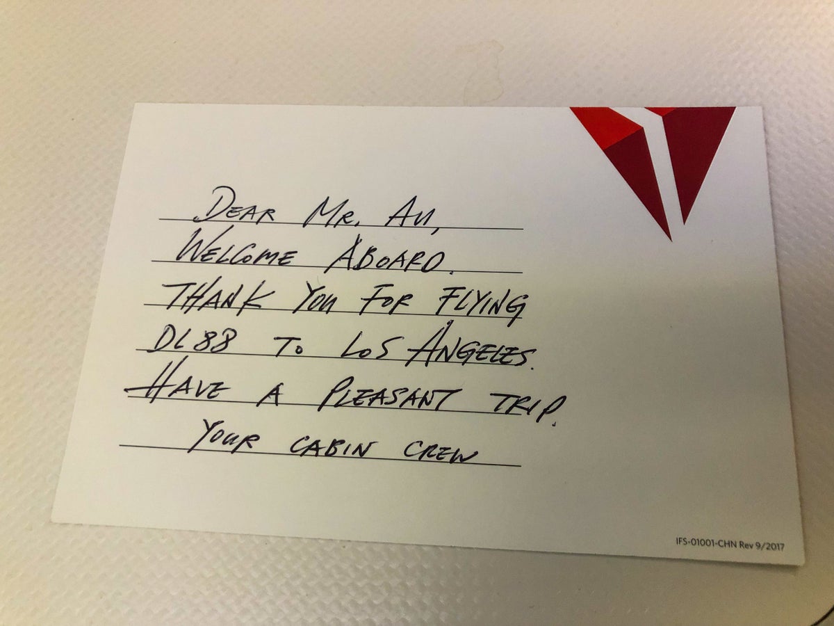 Delta One Suites A350-900 welcome card