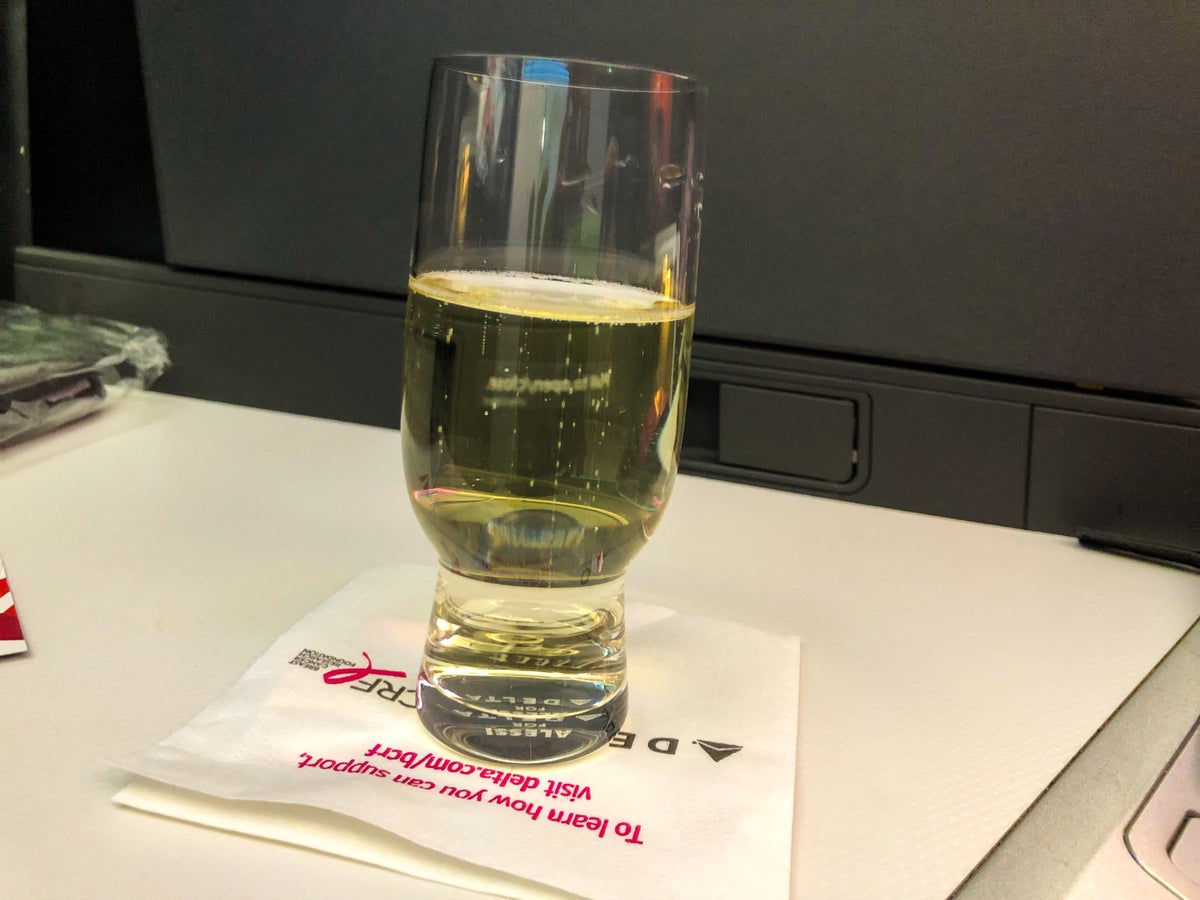 Delta One Suites A350-900 welcome champagne