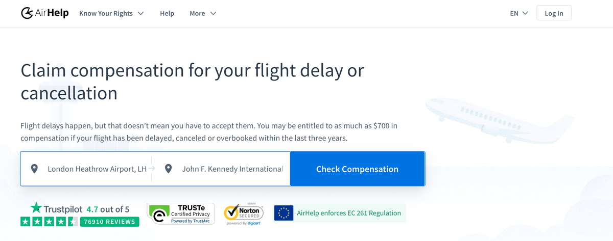 Enter Flight Origin and Destination on AirHelp's Website