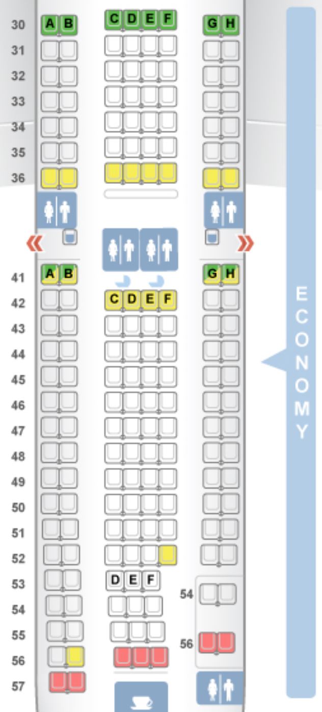 SAS A330-300 Economy Class Seat Map