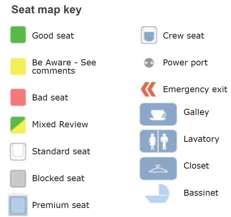 SeatGuru Seat Map Key