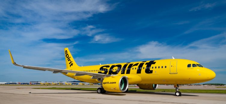 Spirit Airlines aircraft on tarmac