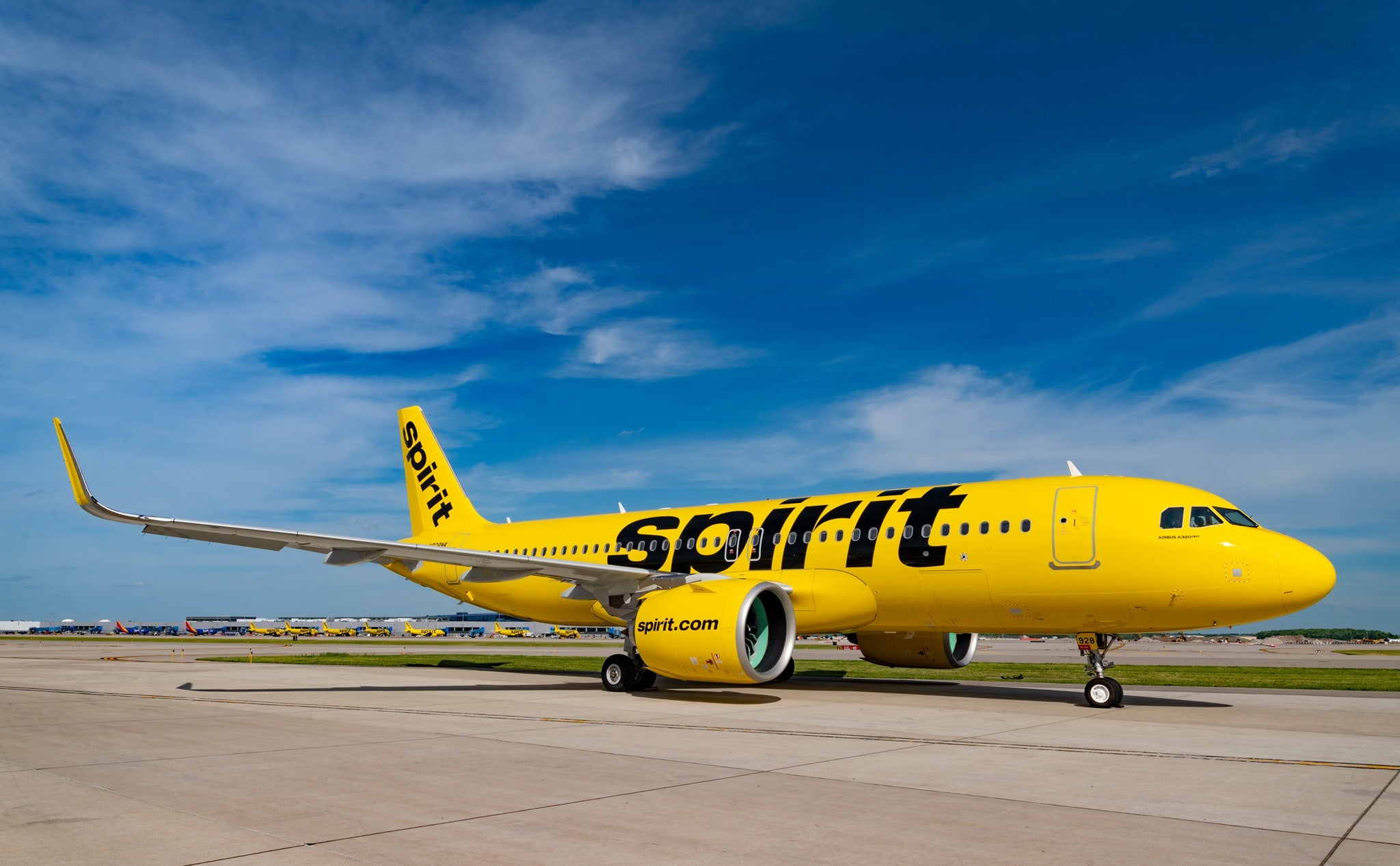 Spirit Airlines aircraft on tarmac