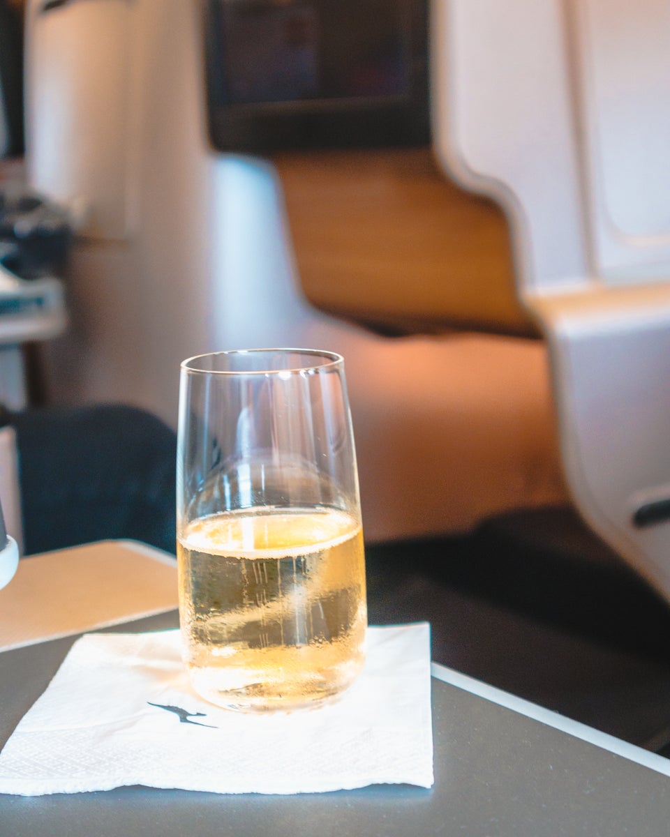 Qantas Airbus A330 Business Class Pre-Departure Champagne