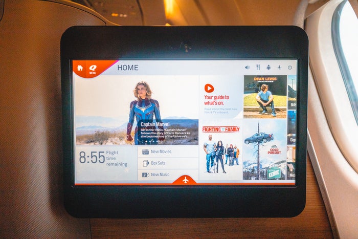 Qantas Airbus A330 Business Class IFE Menu