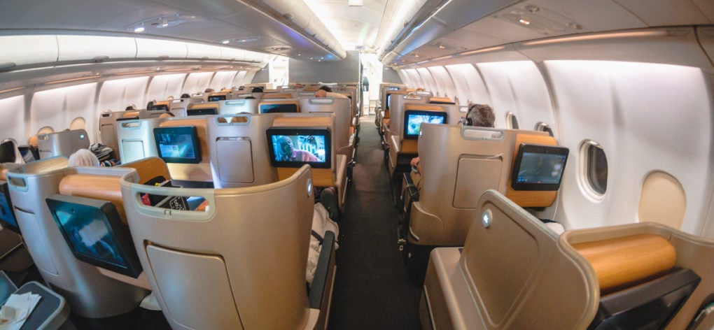 Qantas Airbus A330 Business Class Cabin from Rear