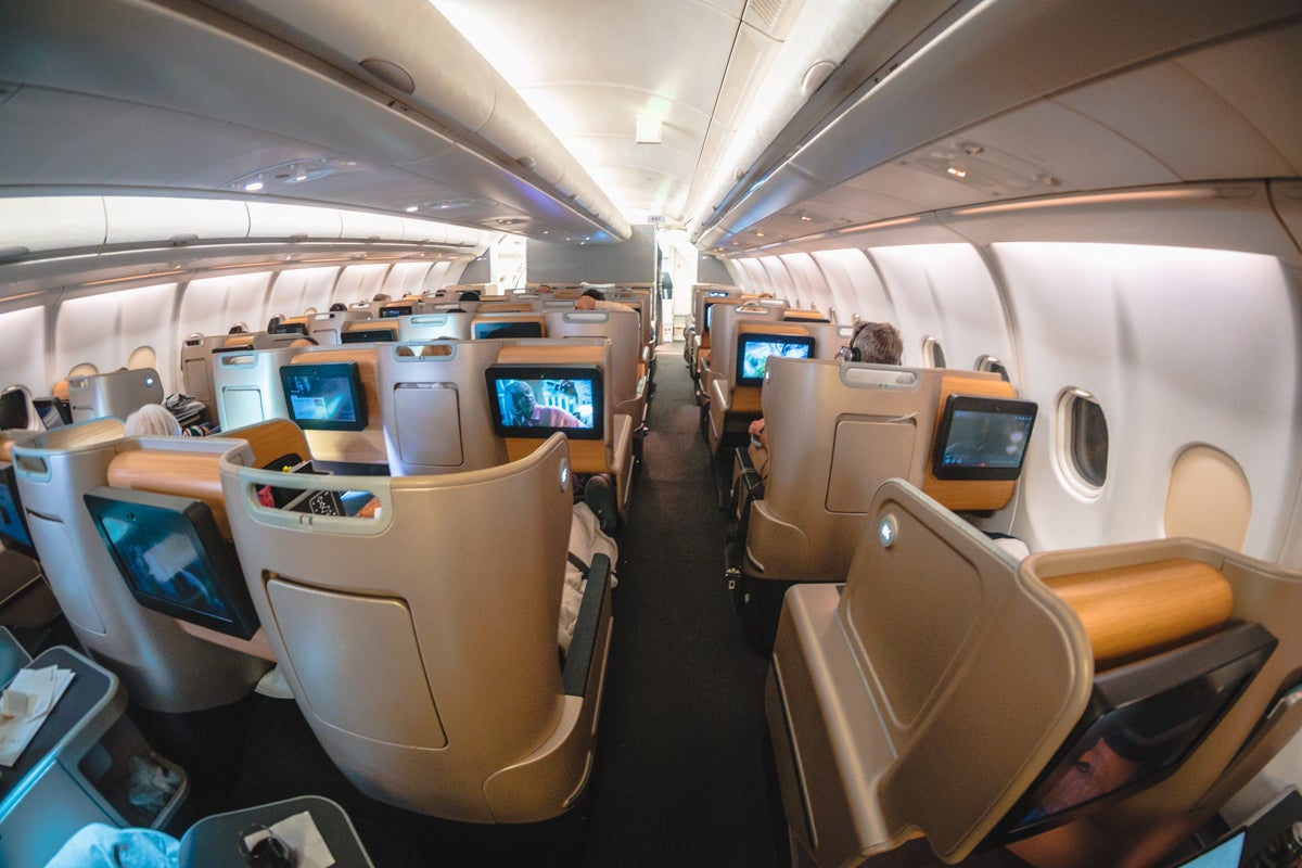 Qantas Airbus A330 Business Class Cabin from Rear