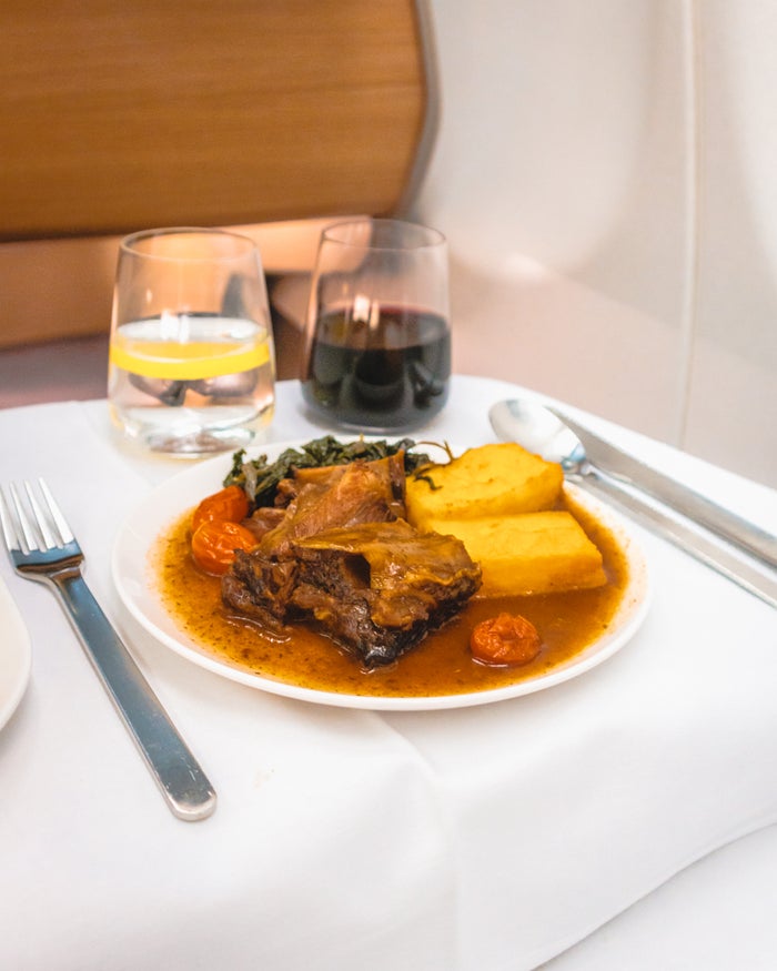 Qantas Airbus A330 Business Class Main Braised Beef