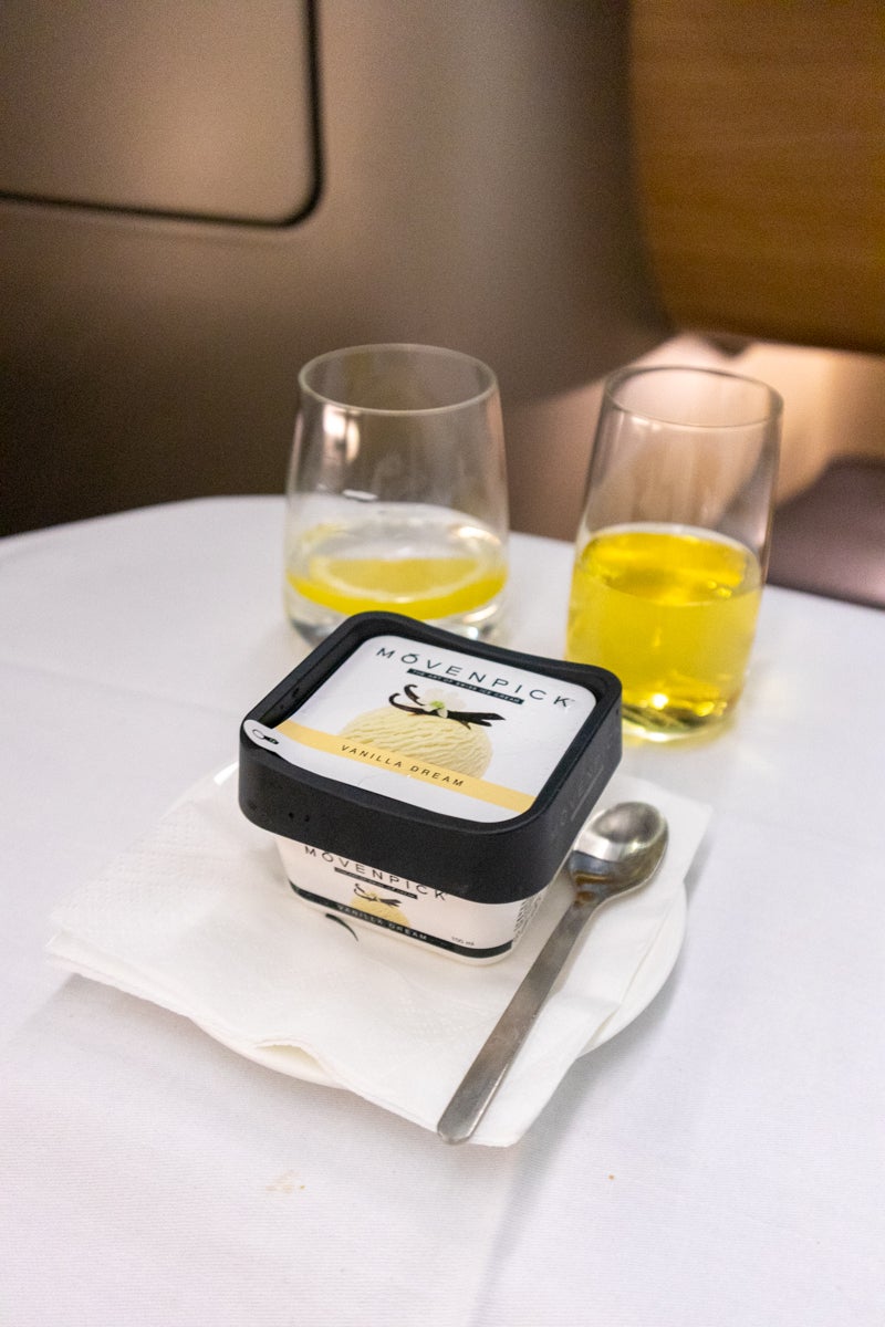 Qantas Airbus A330 Business Class Dessert Ice Cream