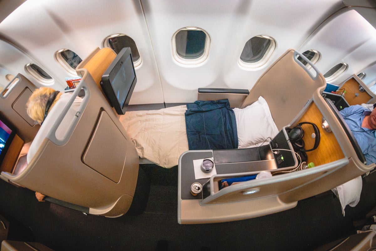 Qantas Airbus A330 Business Class Flat Bed from Overhead