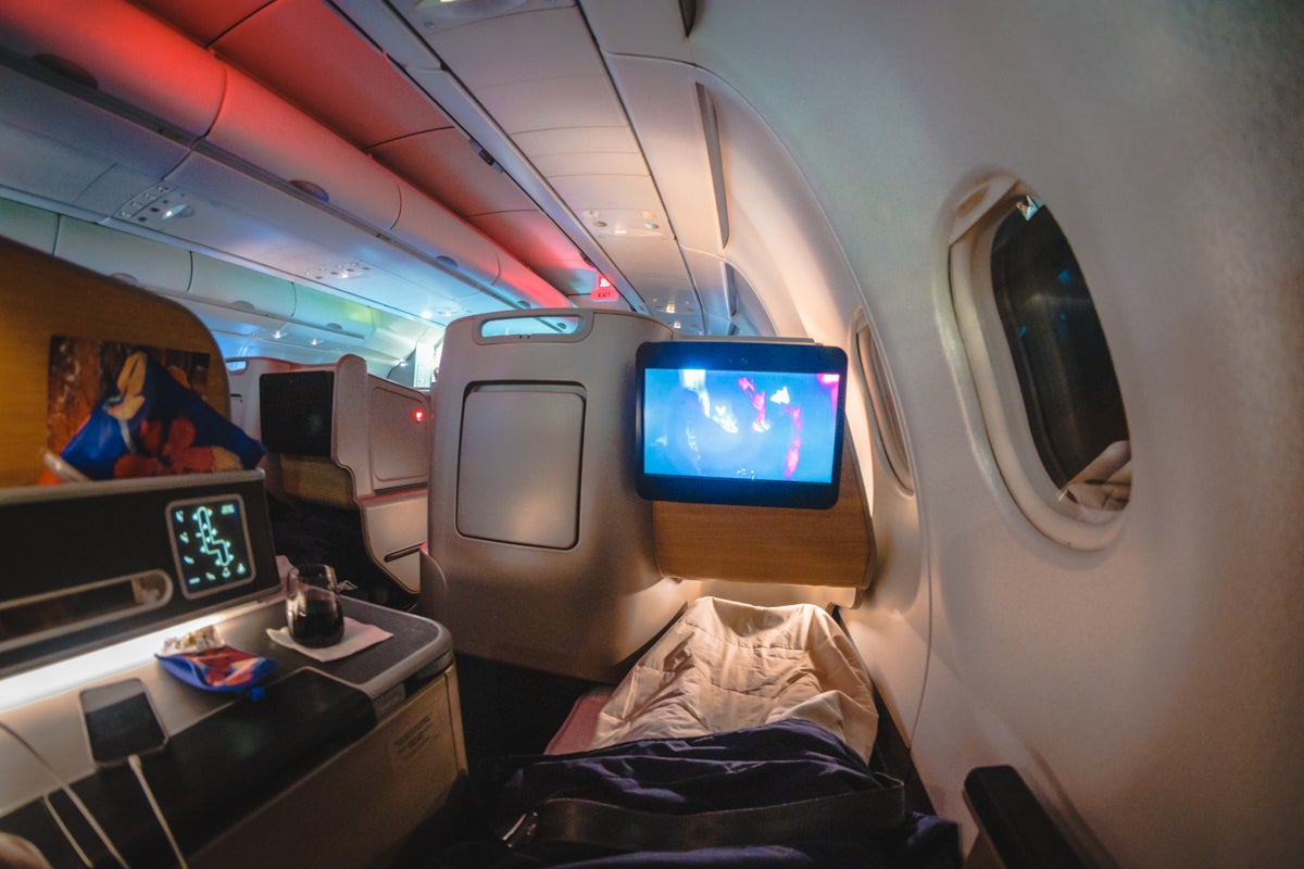 Qantas Airbus A330 Business Class Bed Point of View