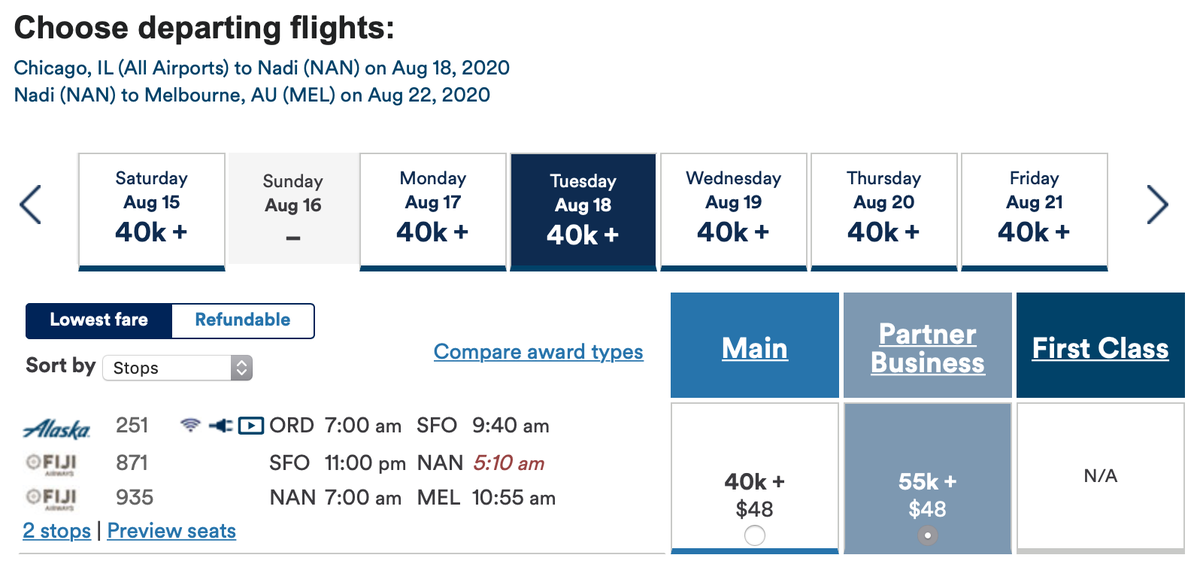 Booking Chicago to Melbourne on Alaska AIrlines