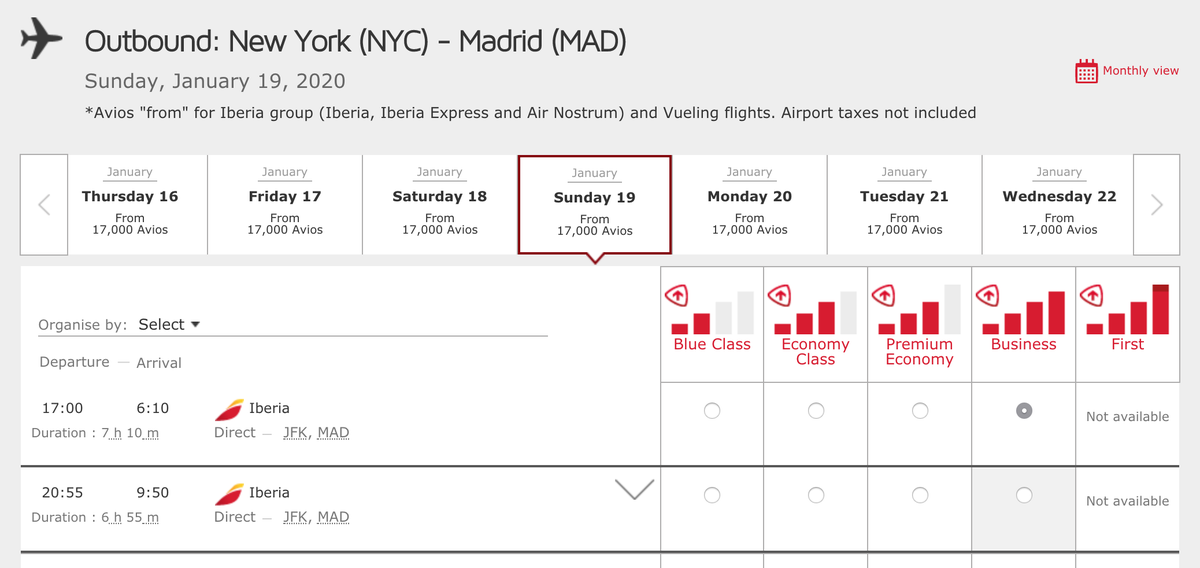 Booking JFK to MAD With Iberia Avios