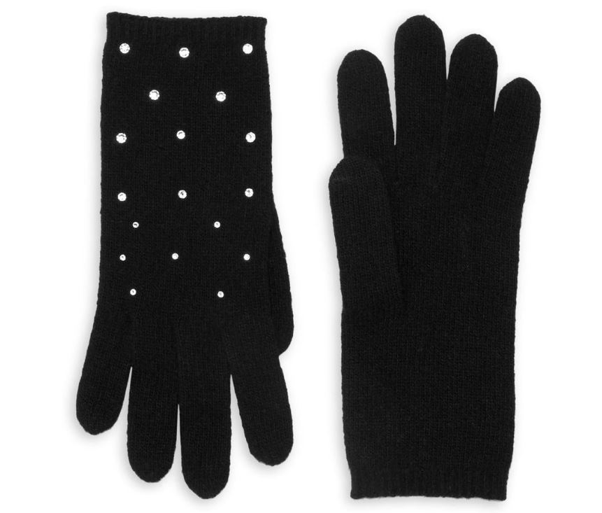 Carolyn Rowan Scattered Swarovski Crystal Cashmere Gloves