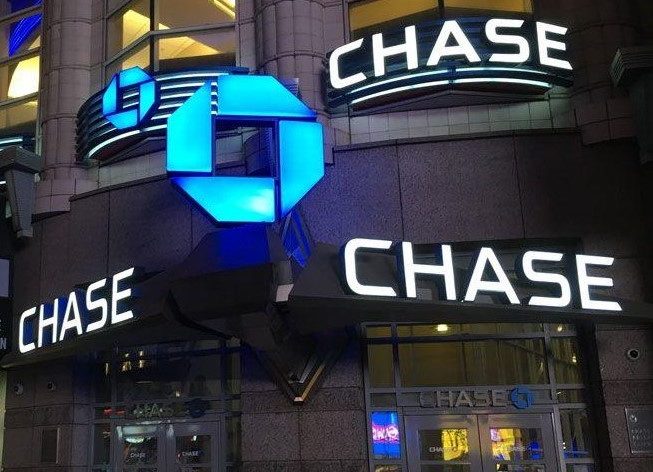 Chase bank night exterior