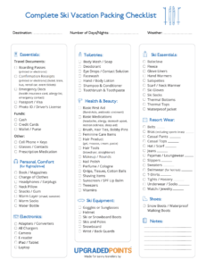 ultimate printable ski snowboard trip packing list 2021
