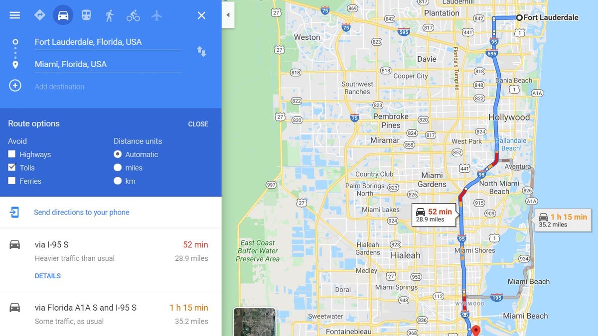 Google Maps Toll Avoidance