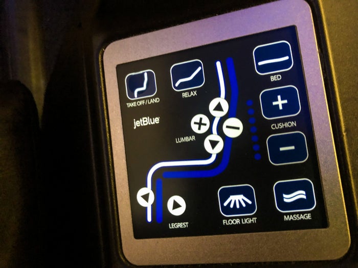JetBlue Mint A321 seat controls