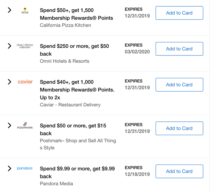 Looking at Amex Offers