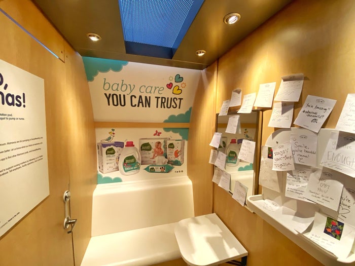 Inside a Mamava lactation suite in Burlington International Airport